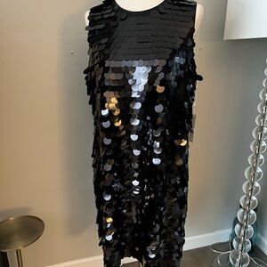 Chico's Elegant Black Big Sequin Midi Dress. NWT